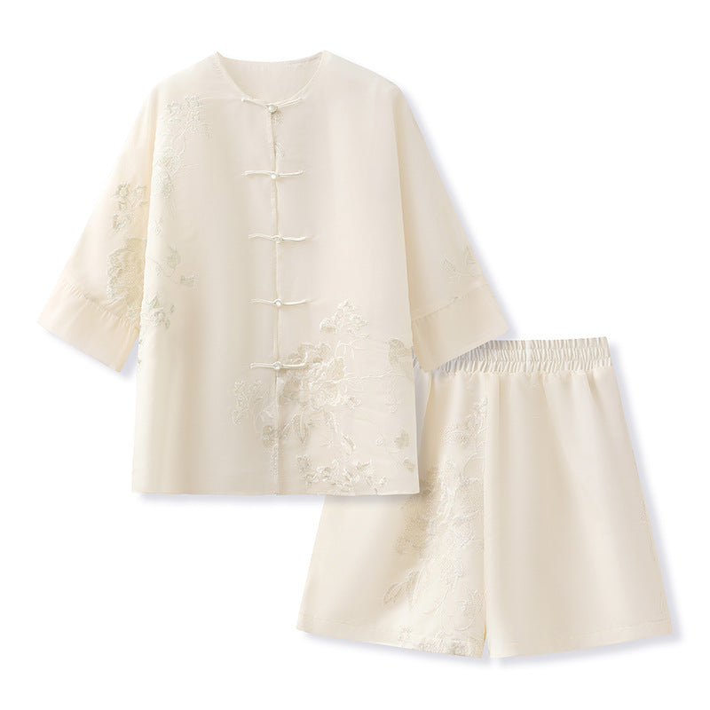 Button Shirt Set | Hand-Embroidered Details | Aurelle