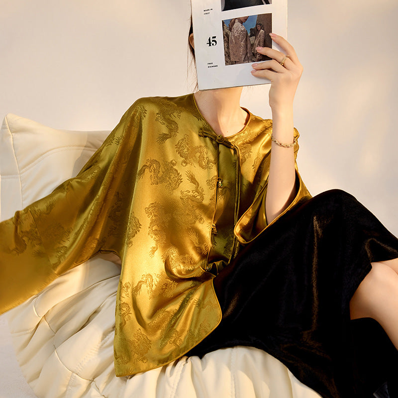 Gold Dragon Jacket | Hand-Embroidered Detailing | Aurelle