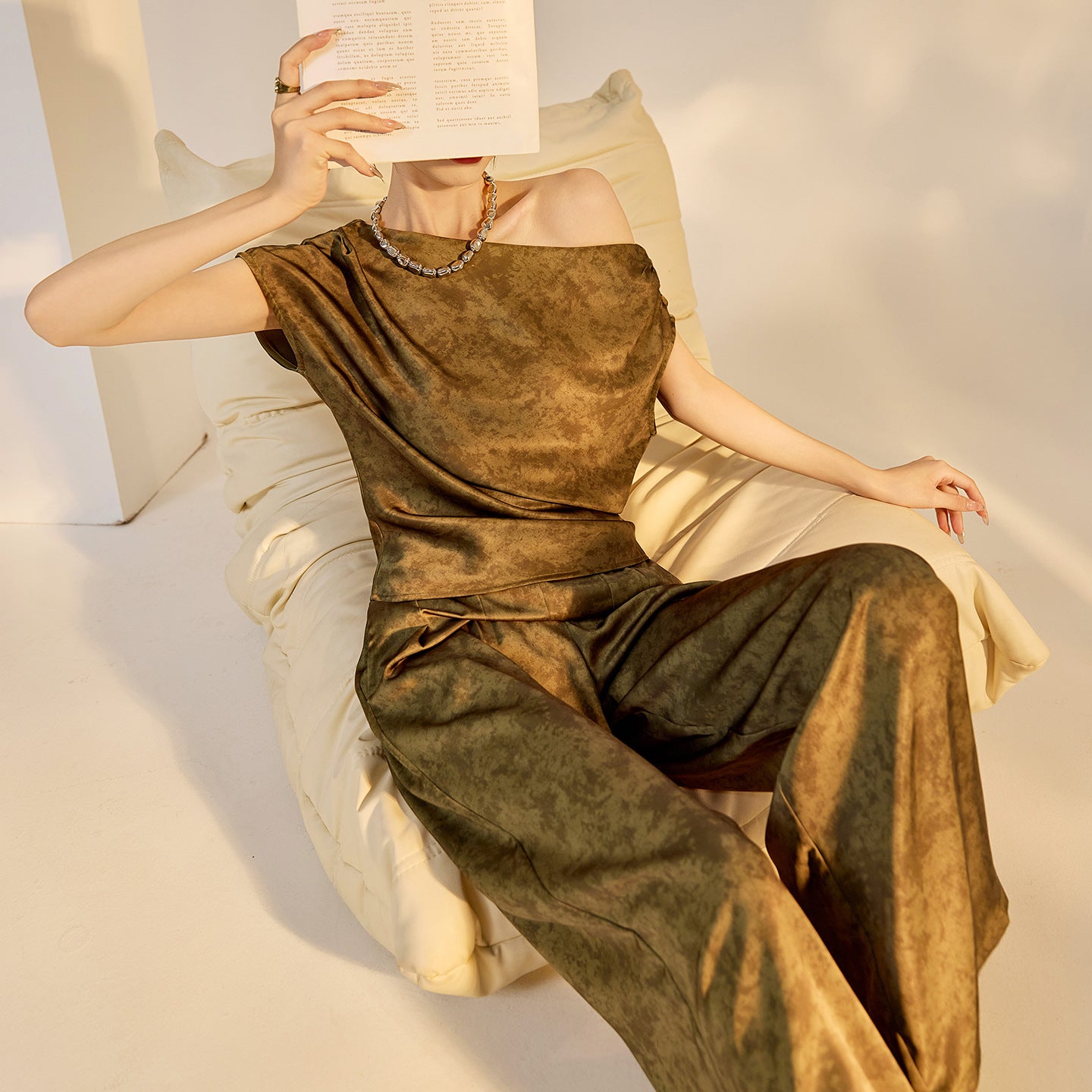 Apricot Wide Leg Set | Hand-Embroidered | Aurelle