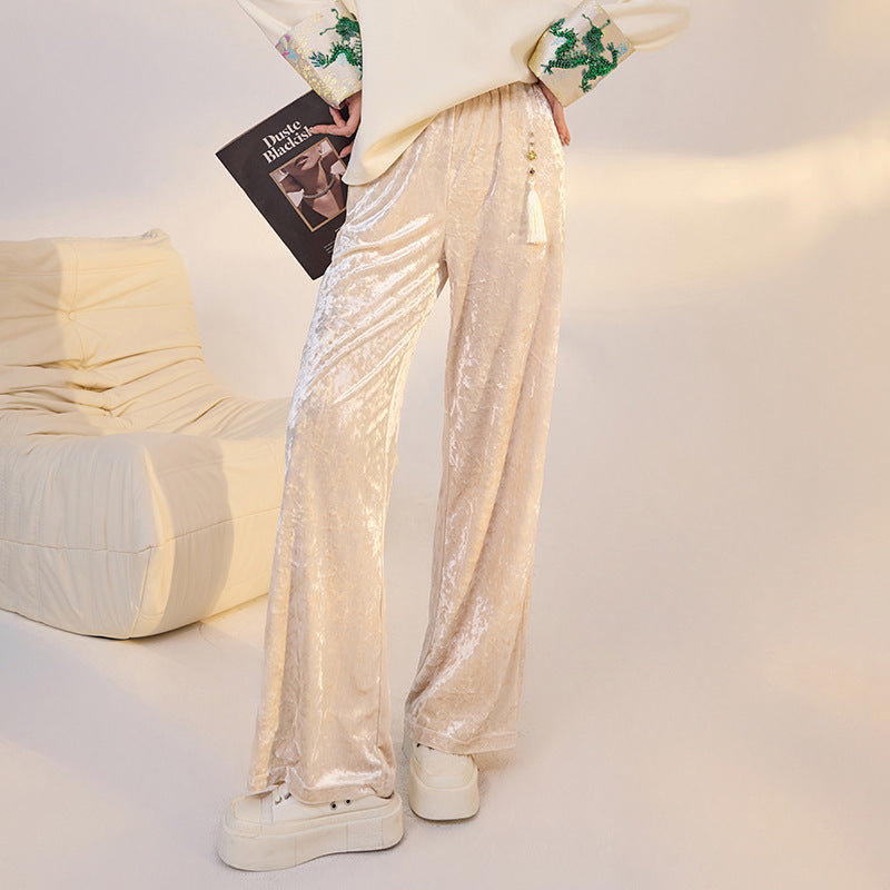Apricot Wide-Leg Pants | Suzhou Craft | Aurelle