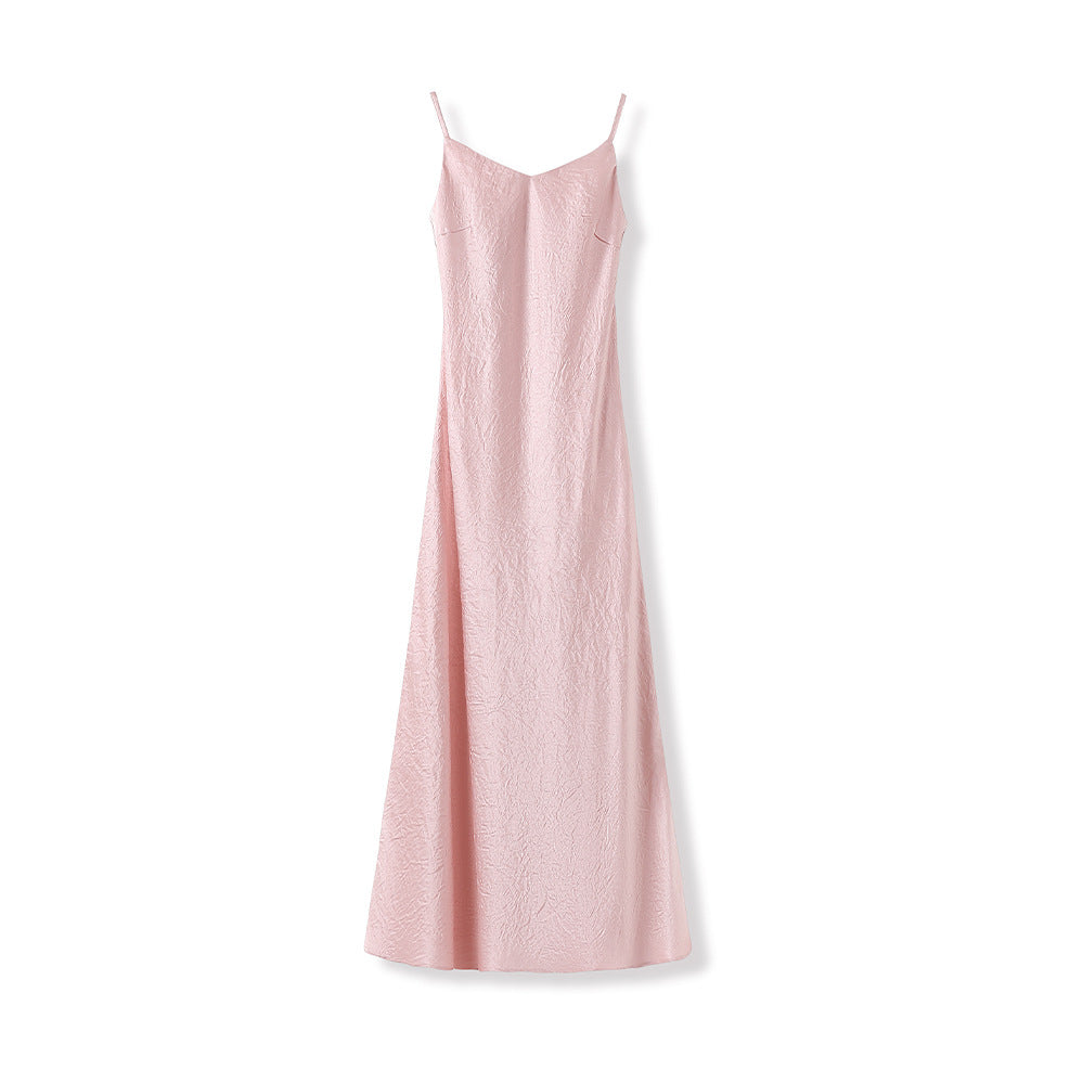 Pink Acetate Dress | Hand-Embroidered | Aurelle