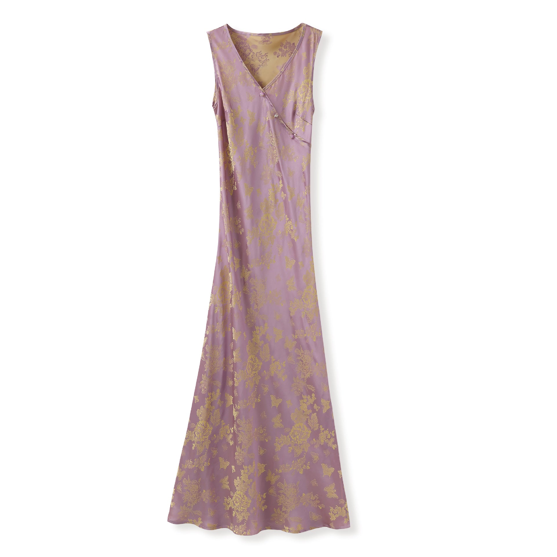 Purple V-Neck Dress | Hand-Embroidered | Aurelle