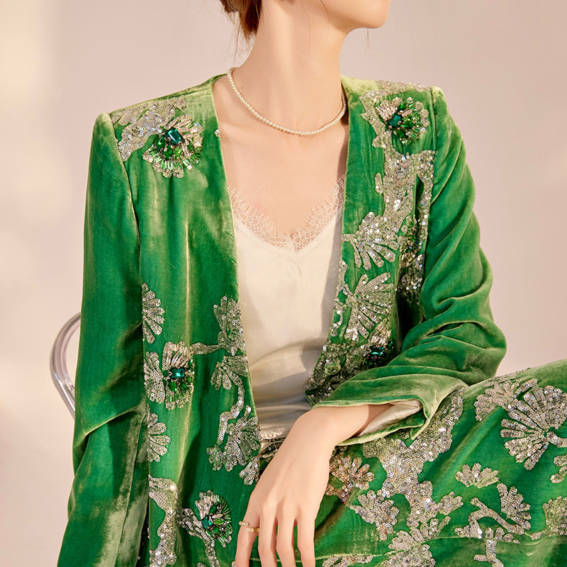 Silk Cardigan Set | Hand-Beaded Embroidery | Aurelle