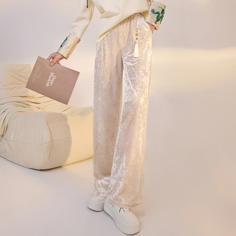 Apricot Wide-Leg Pants | Suzhou Craft | Aurelle