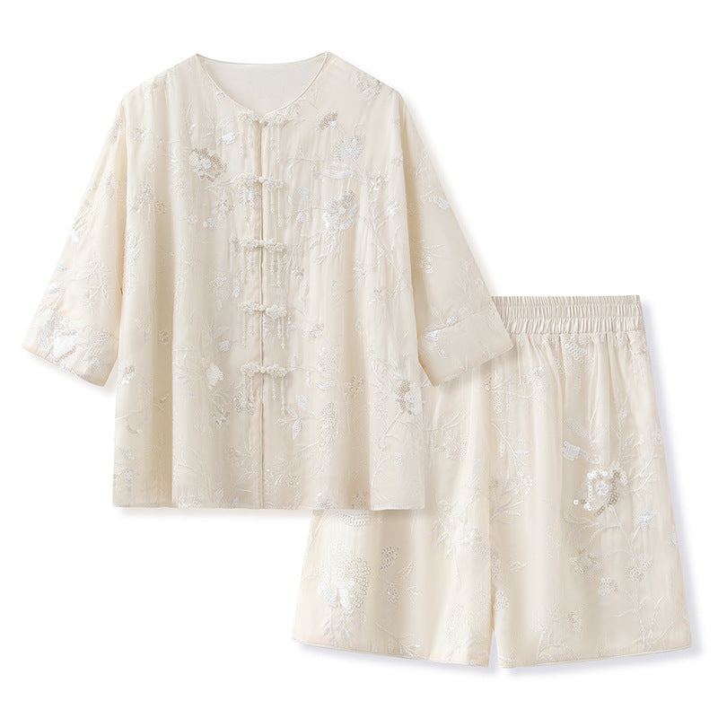 Black Jacquard Top Set | Suzhou Embroidery | Aurelle