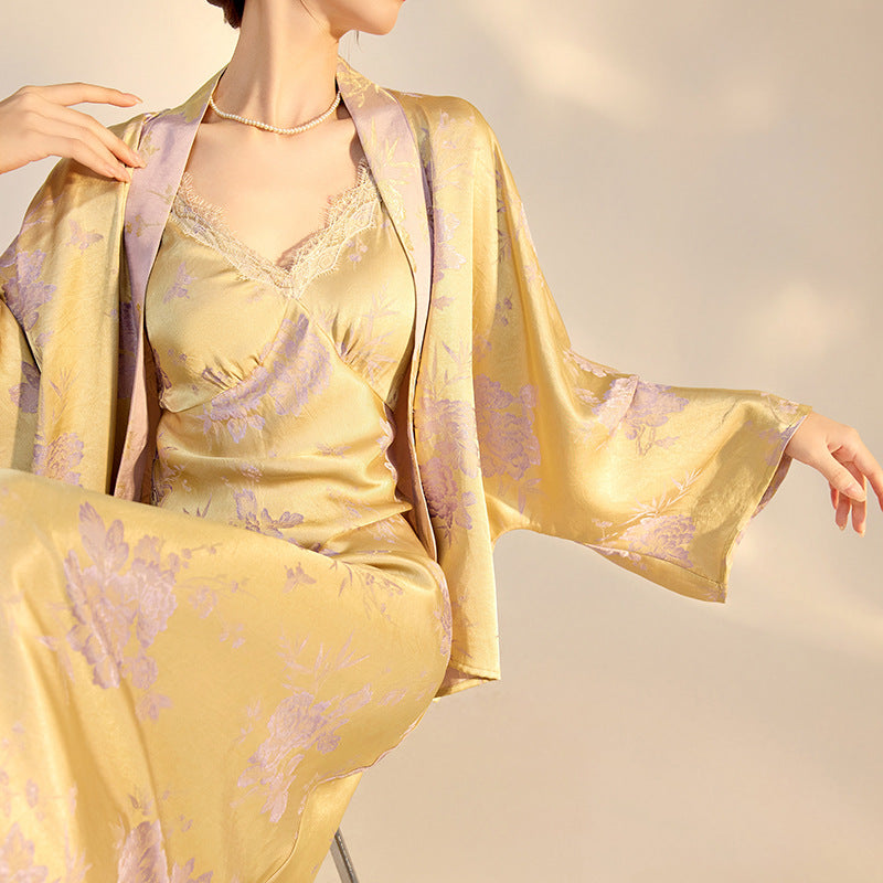 Retro Silk Dress Set | Hand-Embroidered | Aurelle