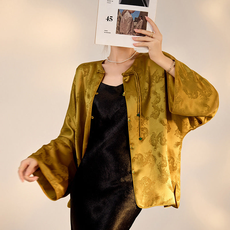 Gold Dragon Jacket | Hand-Embroidered Detailing | Aurelle