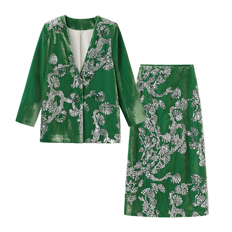 Silk Cardigan Set | Hand-Beaded Embroidery | Aurelle