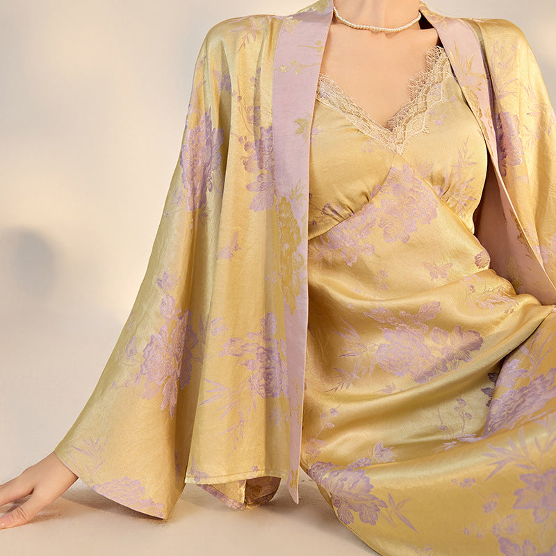 Retro Silk Dress Set | Hand-Embroidered | Aurelle
