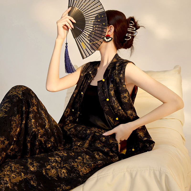 Black Silk Suit | Suzhou Embroidery | Aurelle