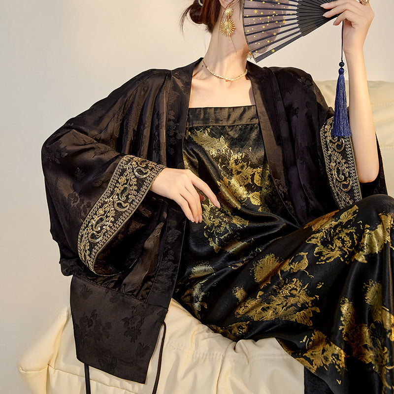Silk Shirt & Skirt Set | Hand-Embroidered | Aurelle