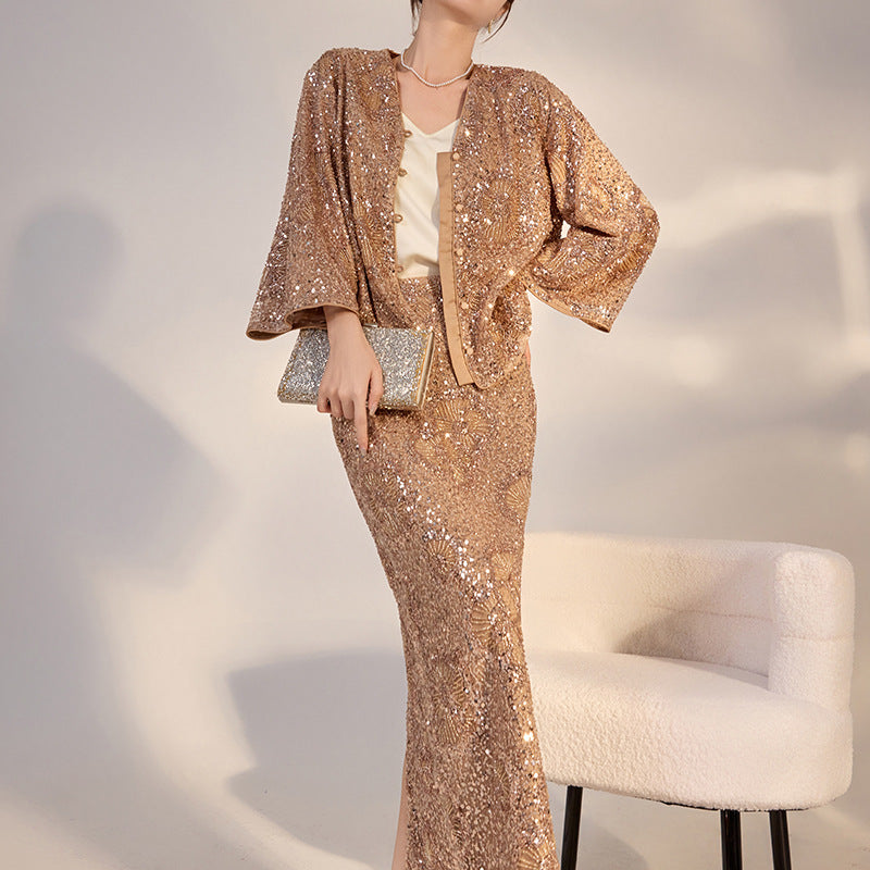 Camel Sequin Set | Hand-Embroidered | Aurelle