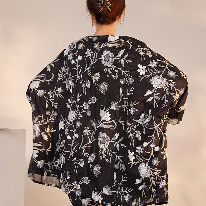 Black Jacquard Top Set | Suzhou Embroidery | Aurelle