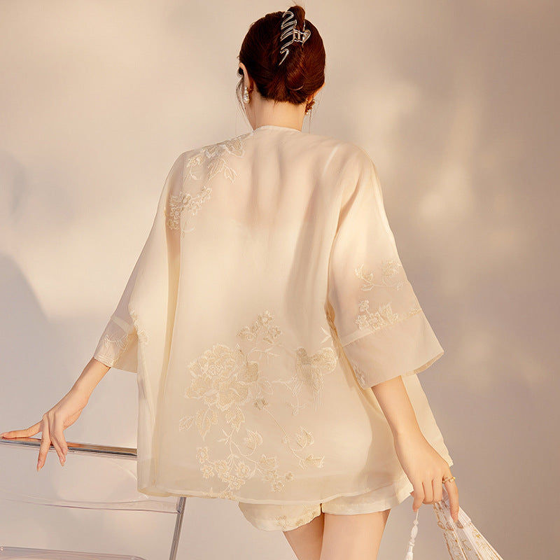 Button Shirt Set | Hand-Embroidered Details | Aurelle
