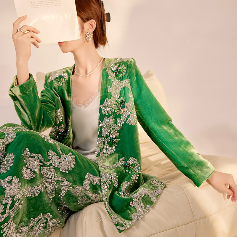 Silk Cardigan Set | Hand-Beaded Embroidery | Aurelle