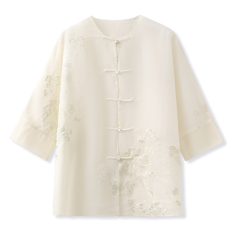 Button Shirt Set | Hand-Embroidered Details | Aurelle