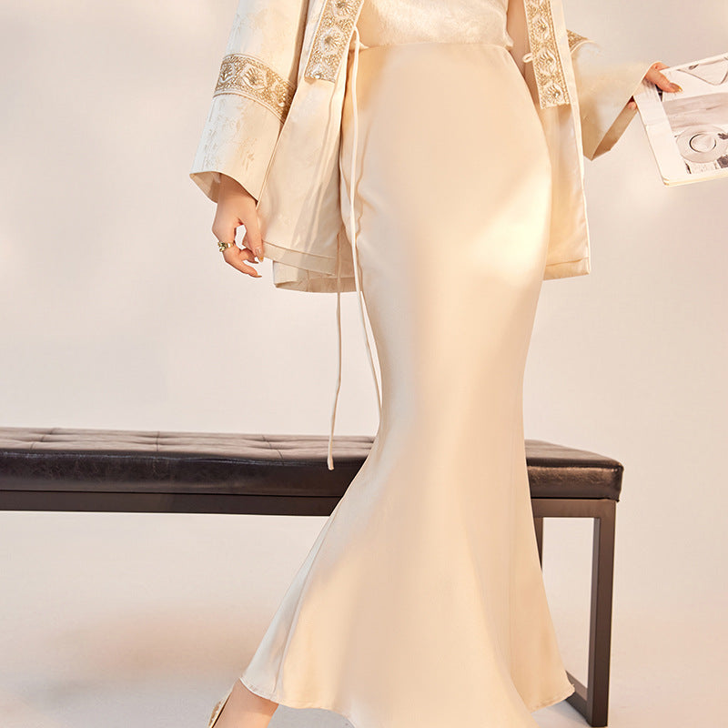 Pink A-Line Skirt | Suzhou Double-Sided Embroidery | Aurelle
