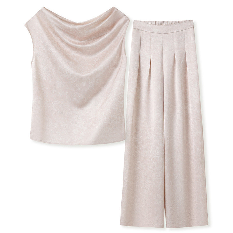 Apricot Wide Leg Set | Hand-Embroidered | Aurelle