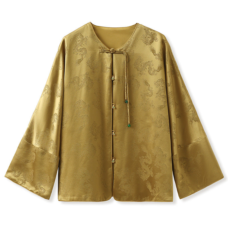 Gold Dragon Jacket | Hand-Embroidered Detailing | Aurelle