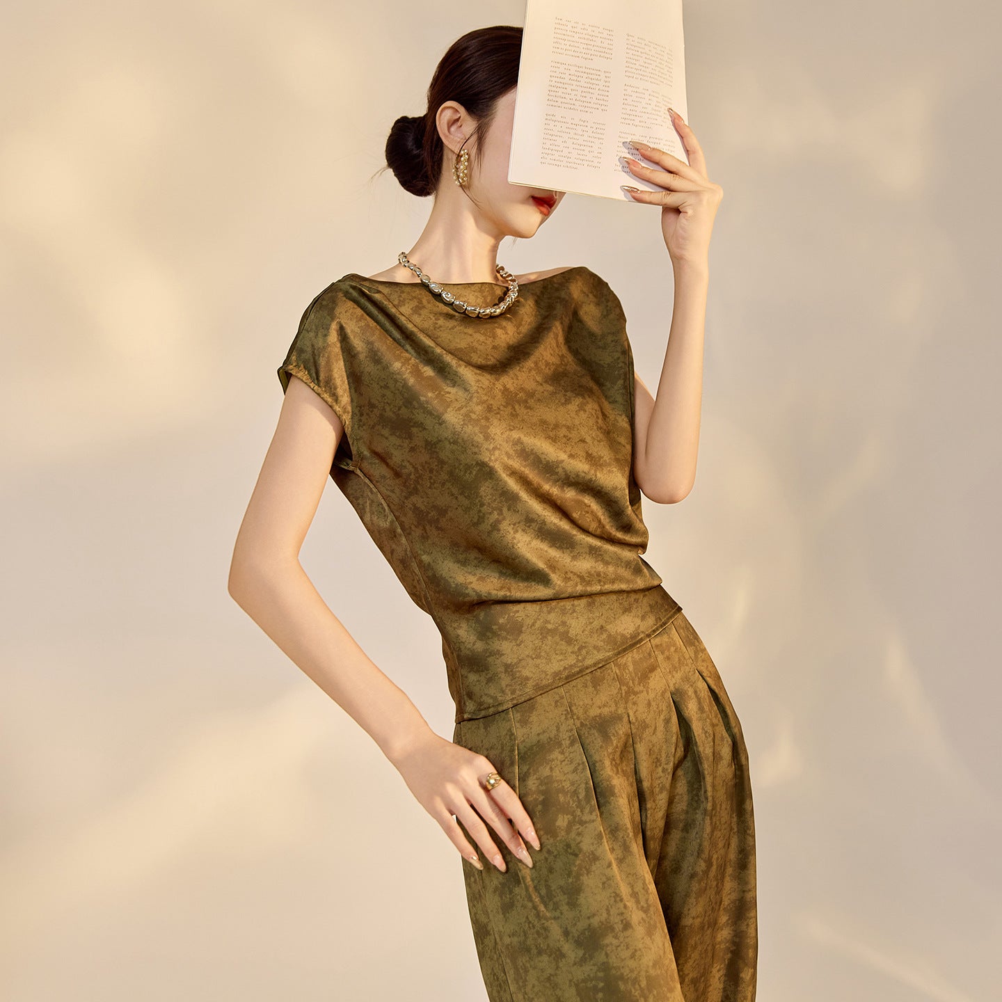Apricot Wide Leg Set | Hand-Embroidered | Aurelle