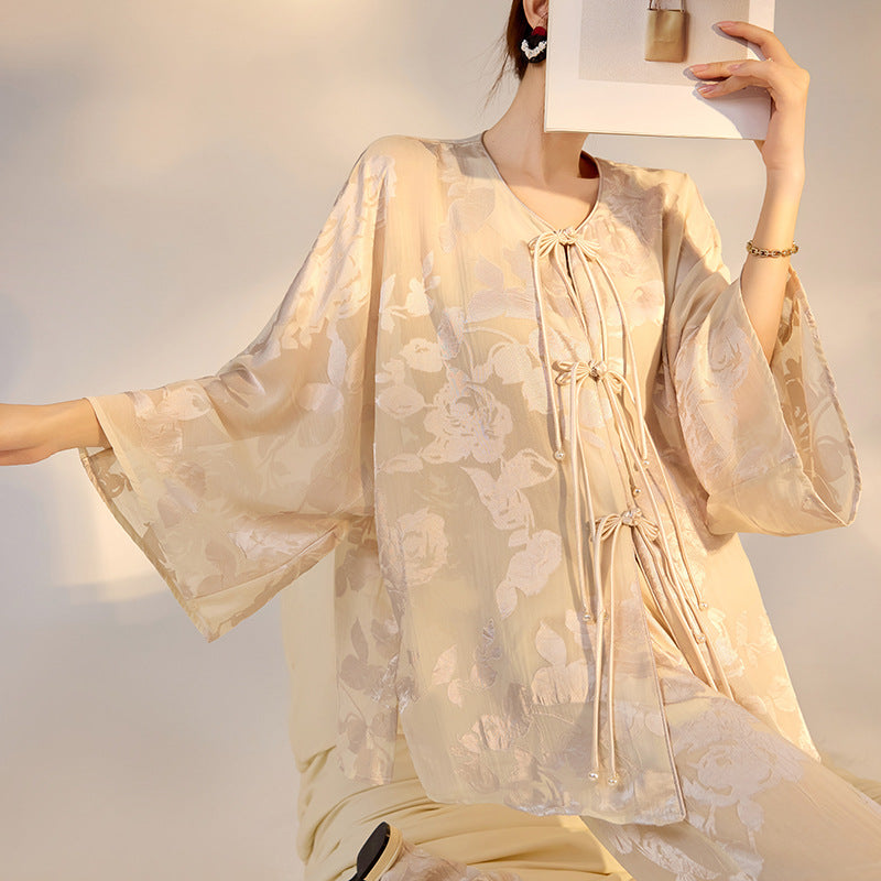 Shirt & Trousers Set | Hand-Embroidered Detailing | Aurelle